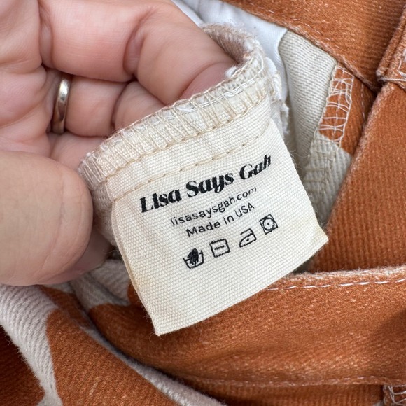 Lisa Says Gah Robyn Straight Leg Jeans In Brown Cow Print Sz 29 Maximalist Retro - Picture 10 of 11